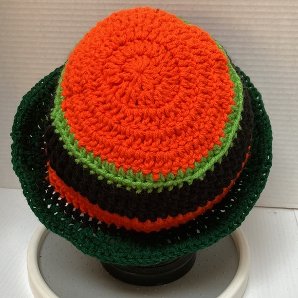 BUCKET HAT Multicolored Rainbow Handmade Crochet UNISEX One Size Fits Most - Picture 9 of 12